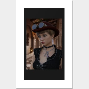 Portrait of steampunk posing Posters and Art